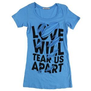 Sweet & Toxic Womens Love Will Tear Us Apart Graphic T-Shirt, Blue, NWT